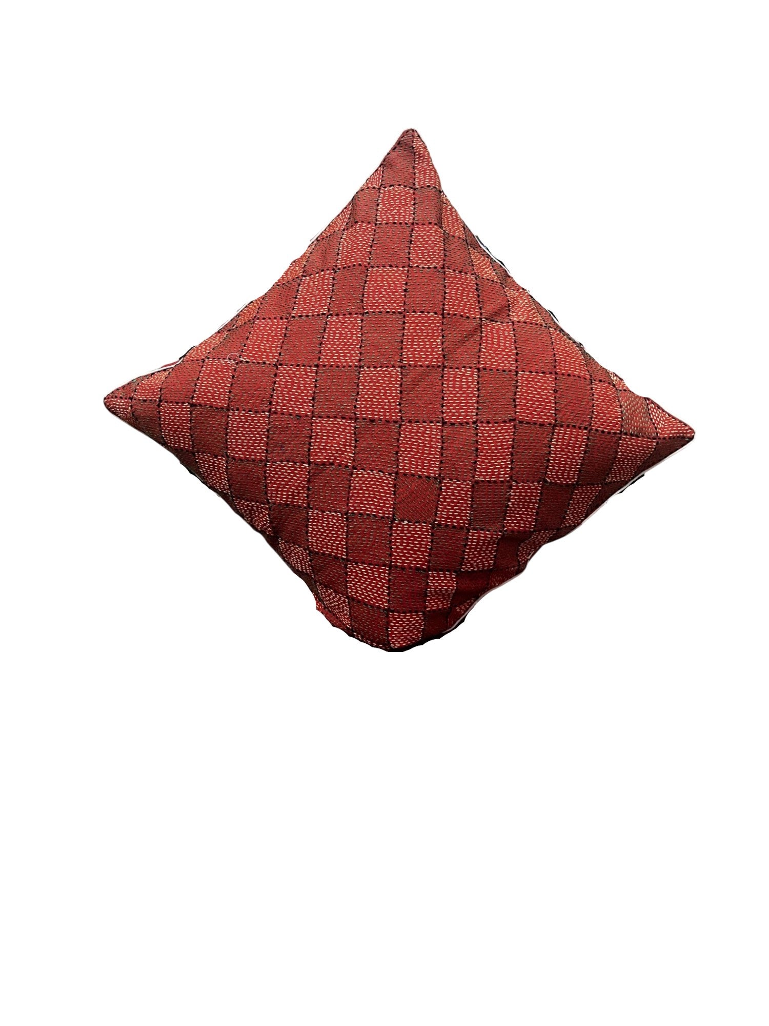 HAND-CRAFTED RUST GREEN GEOMETRIC CUSHION COVER